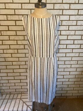 Apt. 9 Sleeveless Vertical Stripe Midi Dress in Cream and Black